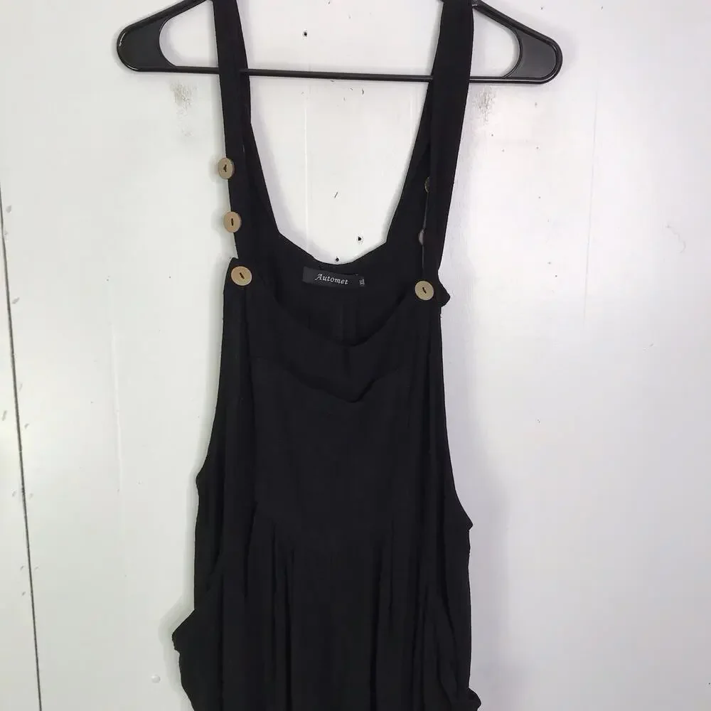 Automet Jumpsuit Womens XL Wide Leg Crepe Casual Jumper Sleeveless Cropped - Picture 6 of 11